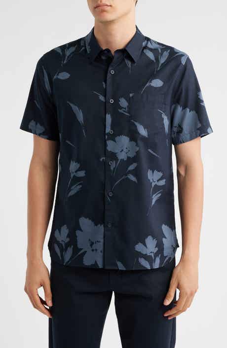 Vince Shadow Floral Short Sleeve Button-Up Shirt