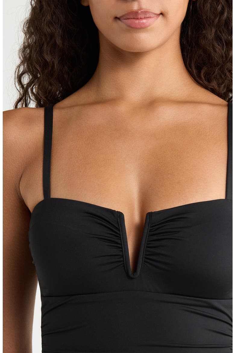 V-Wire One-Piece Swimsuit, Alternate, color, BLACK