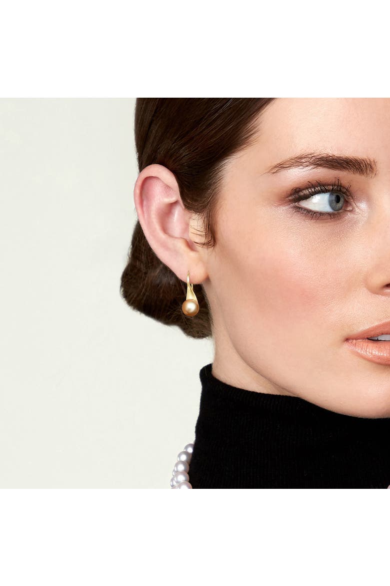 Golden South Sea Pearl Gaby Earrings, Alternate, color, Yellow Gold