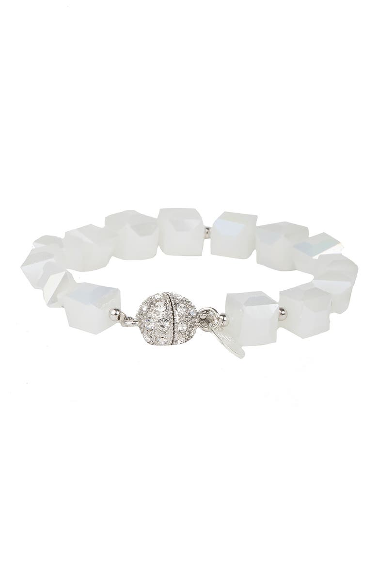 Faceted Bead Line Bracelet, Alternate, color, WHITE