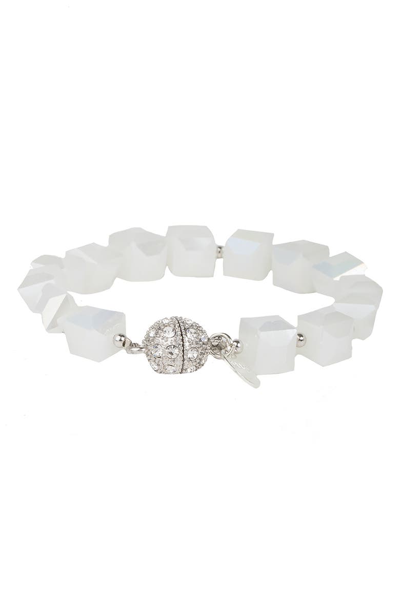 SAACHI Faceted Bead Line Bracelet, Alternate, color, White
