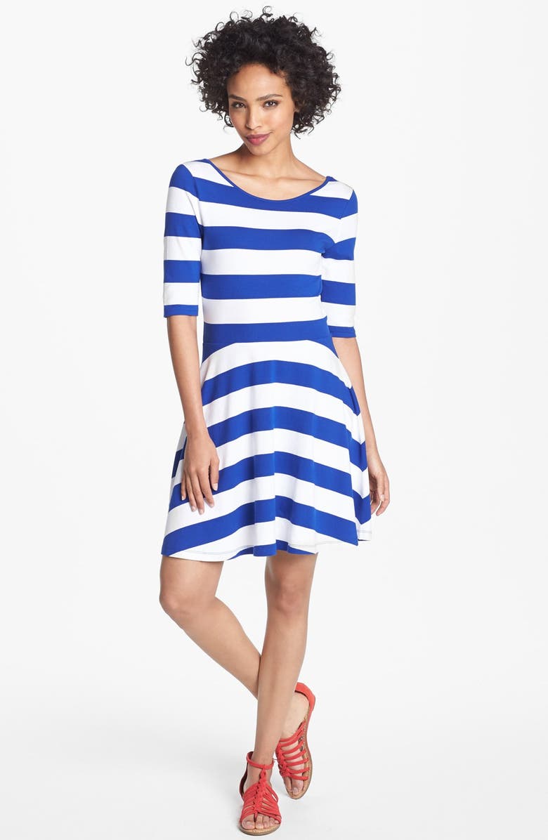 French Connection Stripe Jersey Skater Dress, Main, color,