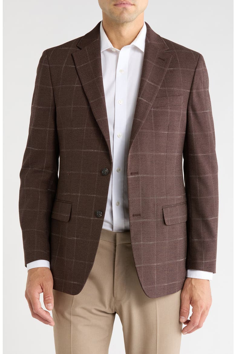 Windowpane Sport Coat, Main, color, BROWN WINDOW