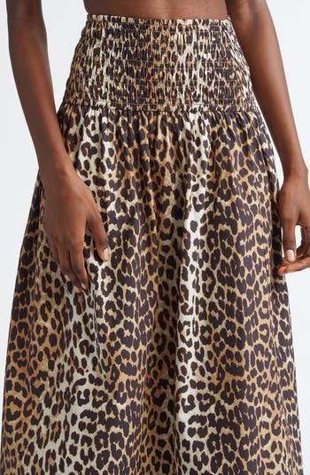 Ganni Leopard Print Organic Cotton Skirt | Nordstrom