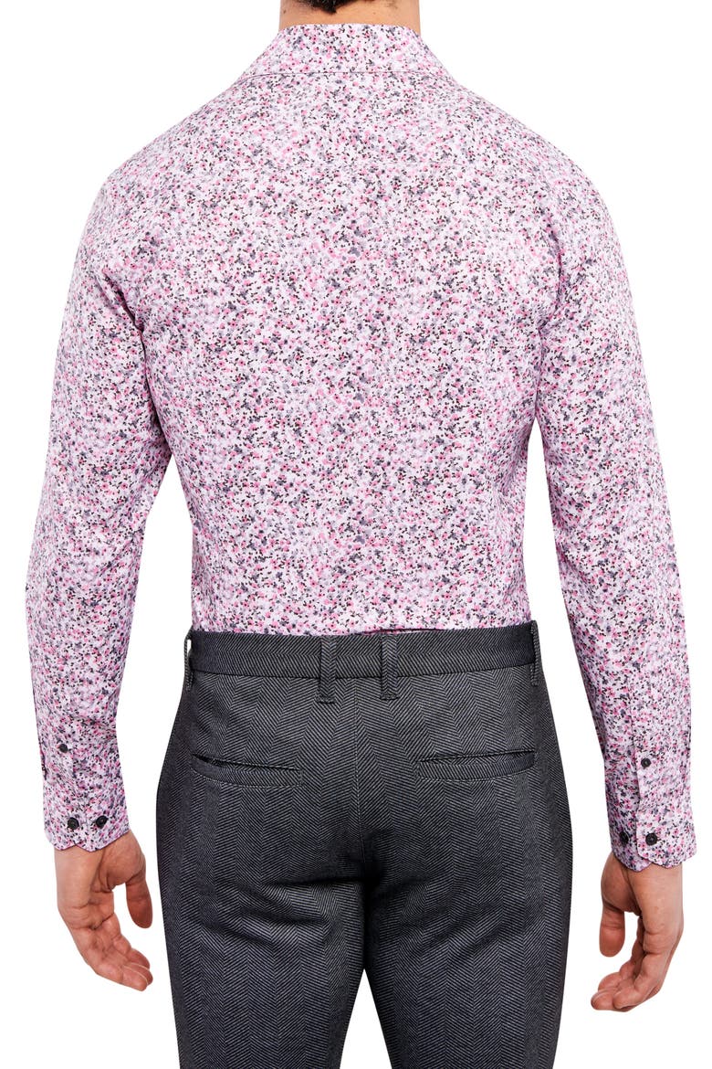Slim Fit Floral Print Performance Dress Shirt, Alternate, color, PINK