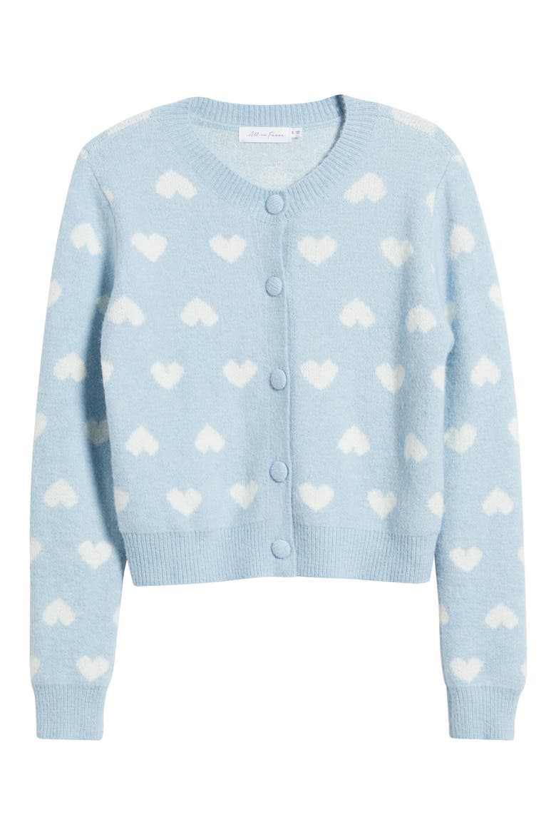 Heart Jacquard Cardigan, Alternate, color, LIGHT BLUE CREAM