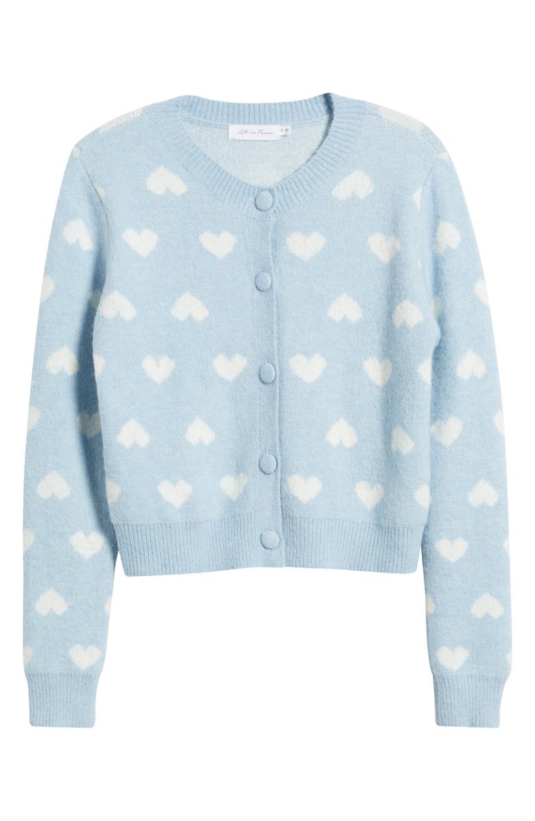 All in Favor Heart Jacquard Cardigan, Alternate, color, Light Blue Cream