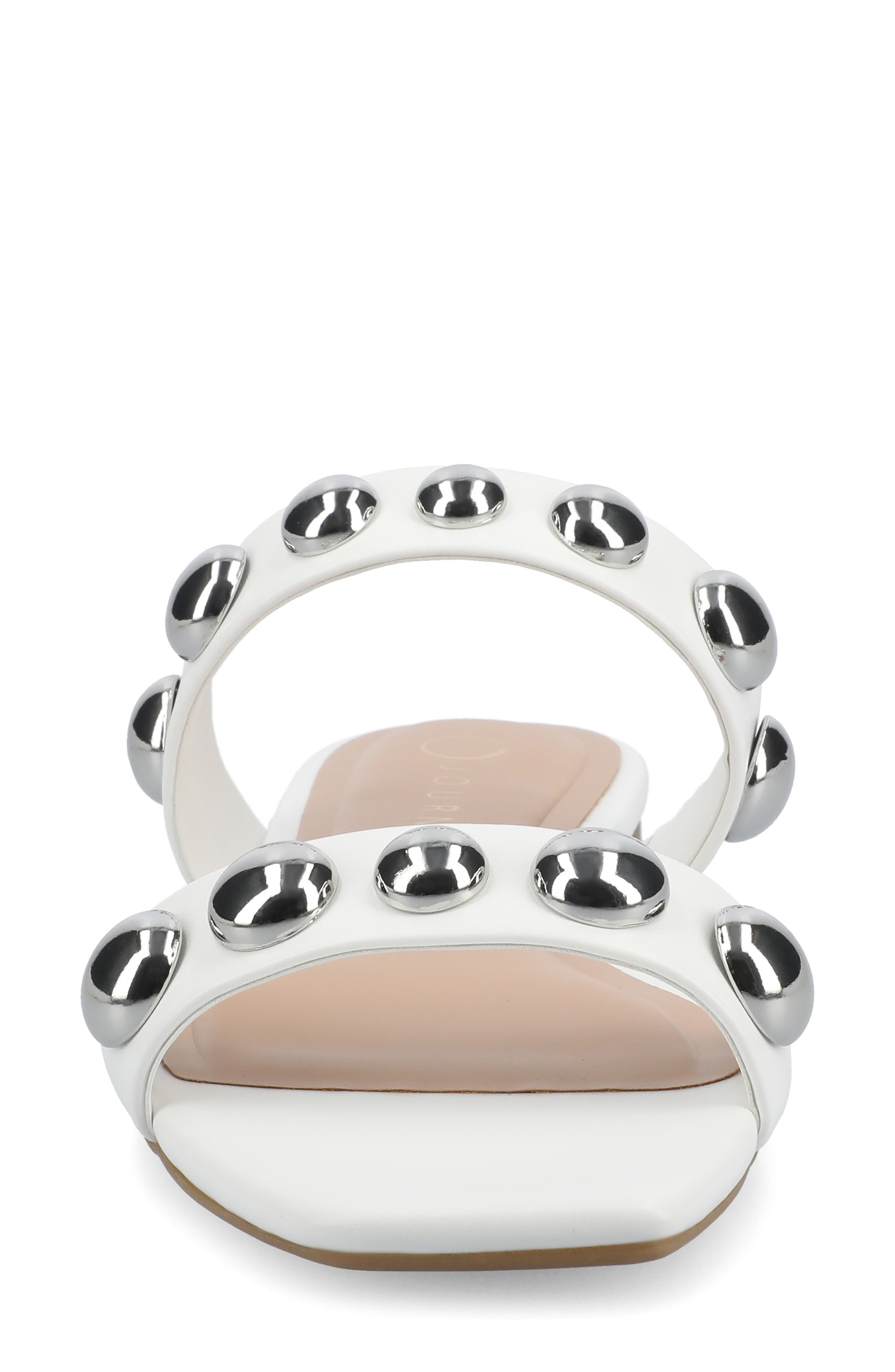 Frida Studded Slide Sandal, Alternate, color, WHITE/ SILVER