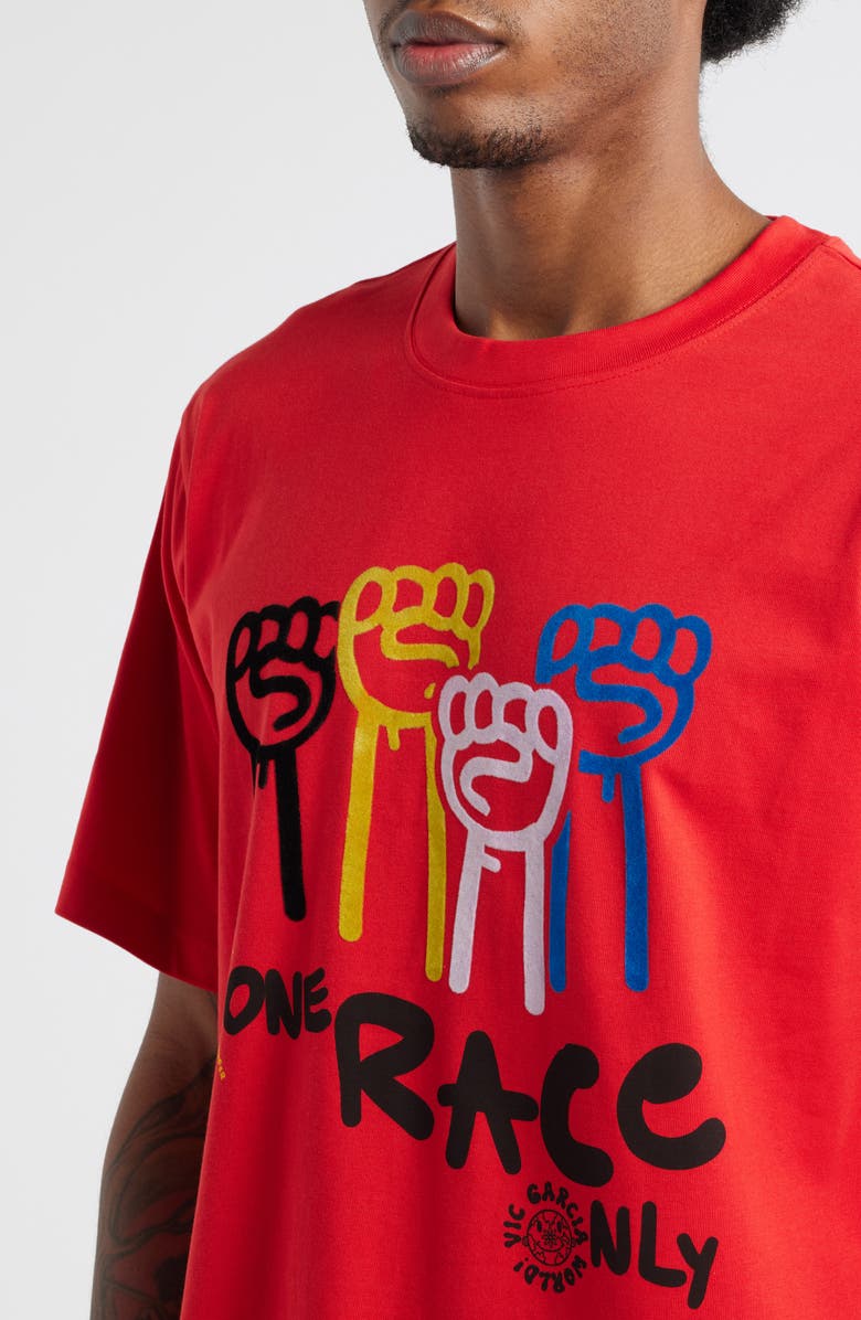 VIC GARCIA WORLD Human Race Cotton Graphic T-Shirt, Alternate, color, Poppy Red