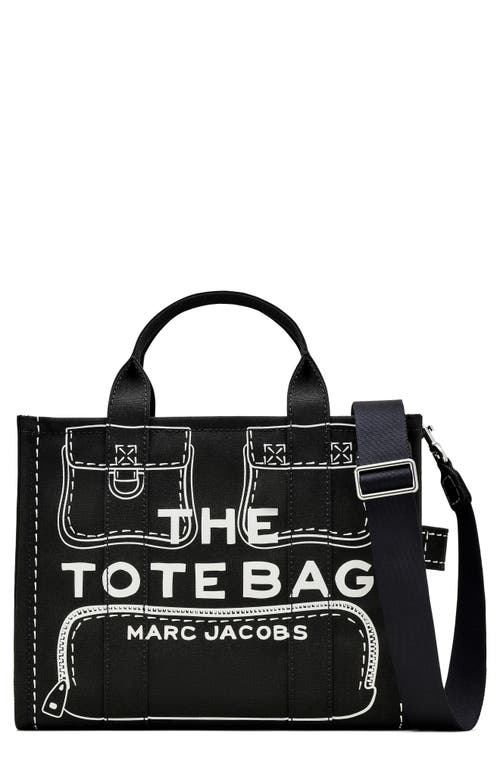 Marc Jacobs The Trompe Loeil Cargo Canvas Medium Tote Bag In Black