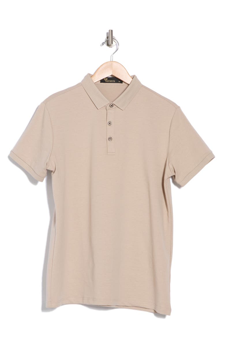 T.R. PREMIUM Slim Fit Stretch Cotton Polo, Alternate, color, Stone