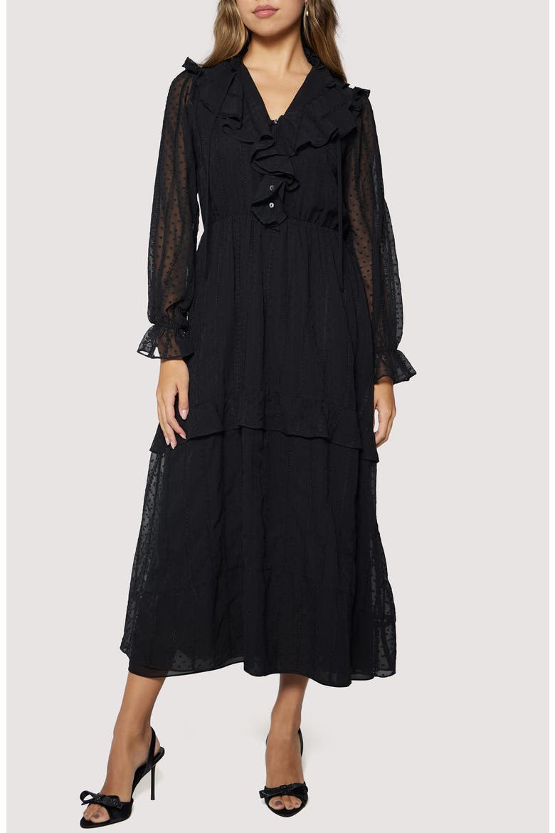 Poetic Essence Long Sleeve Maxi Dress, Main, color, BLACK