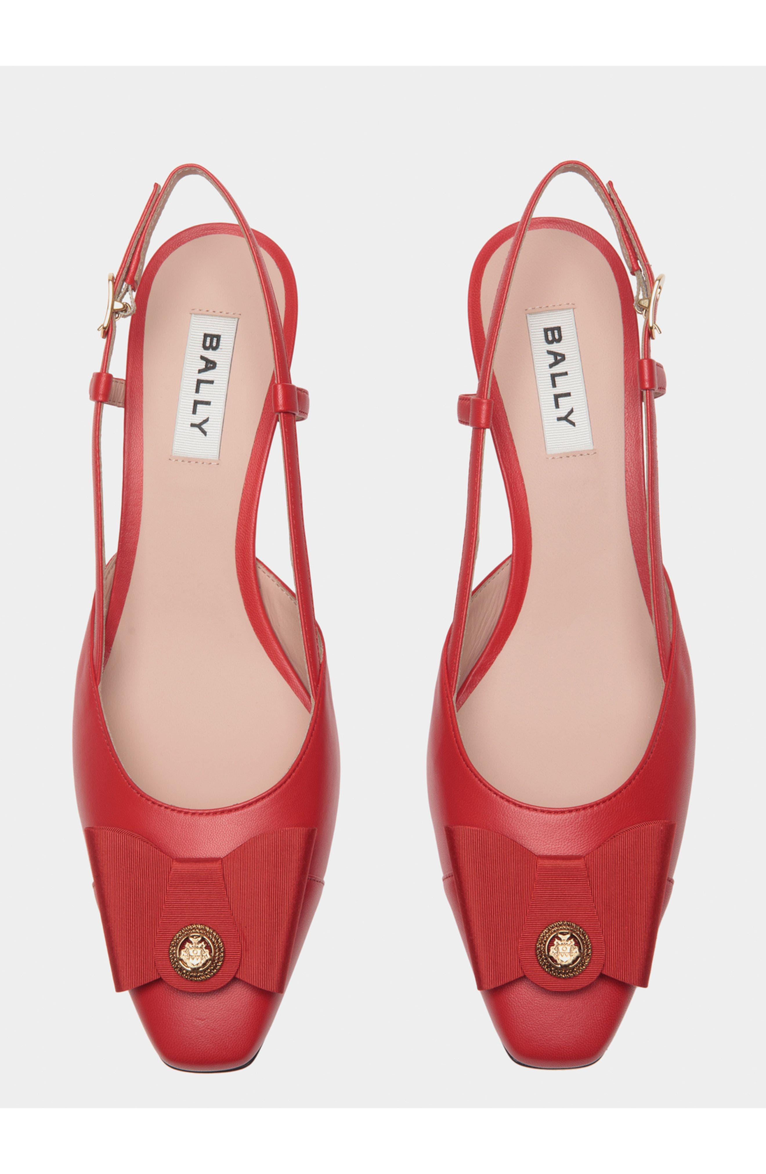 Bally B-Bow Slingback Pump in Leather, Alternate, color, Red