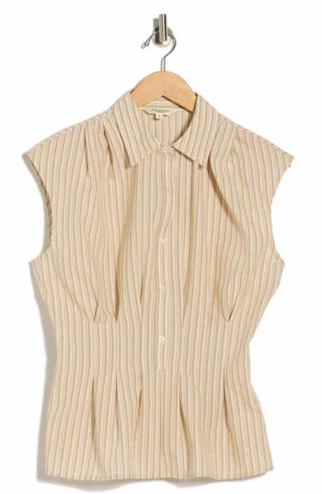MAX STUDIO Pinstripe Pleated Sleeveless Shirt