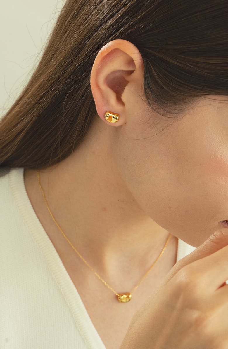 Bearfruit Jewelry Sterling Silver 18k Gold Plated Alexandra Necklace & Stud Earrings Set, Main, color, Gold