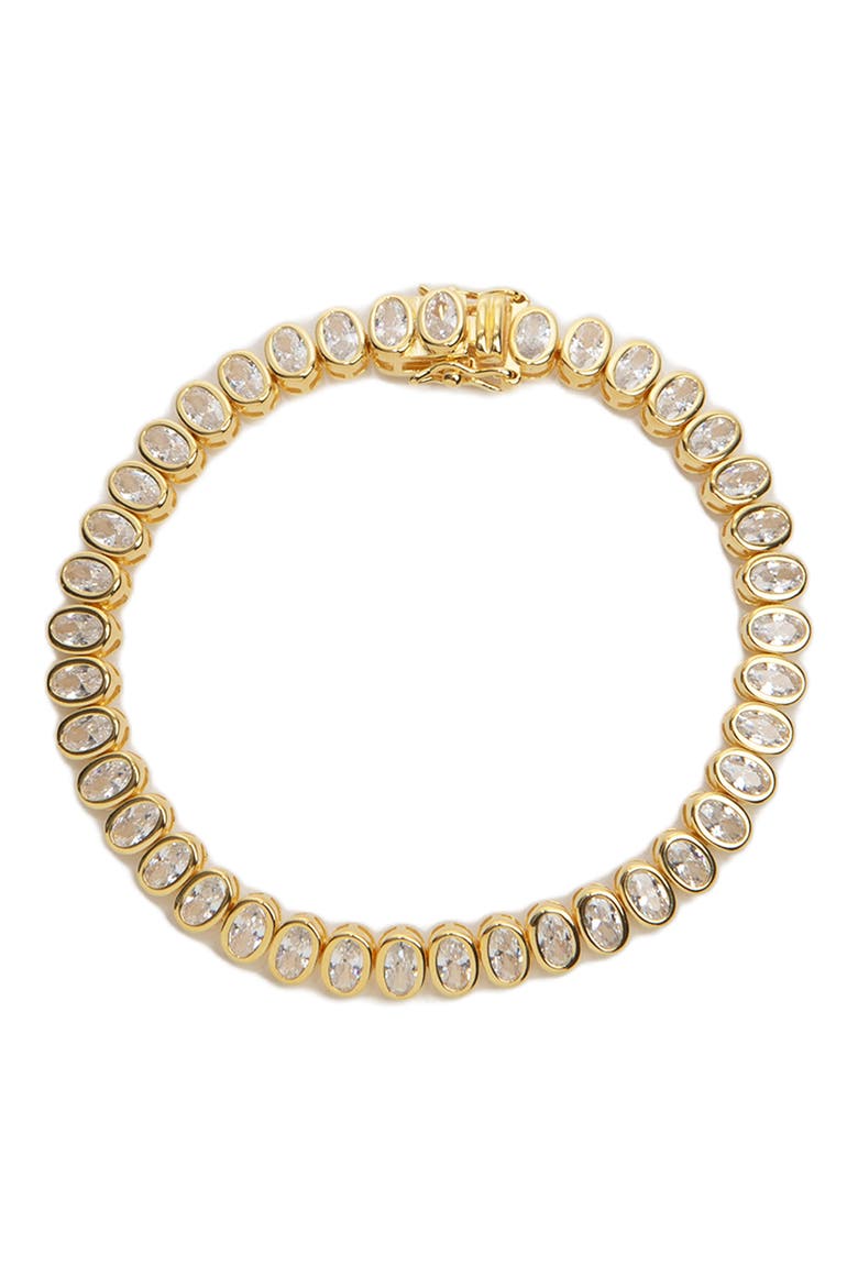 Oval Cubic Zirconia Line Bracelet, Main, color, GOLD