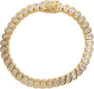 Argento Vivo Sterling Silver Oval Cubic Zirconia Line Bracelet