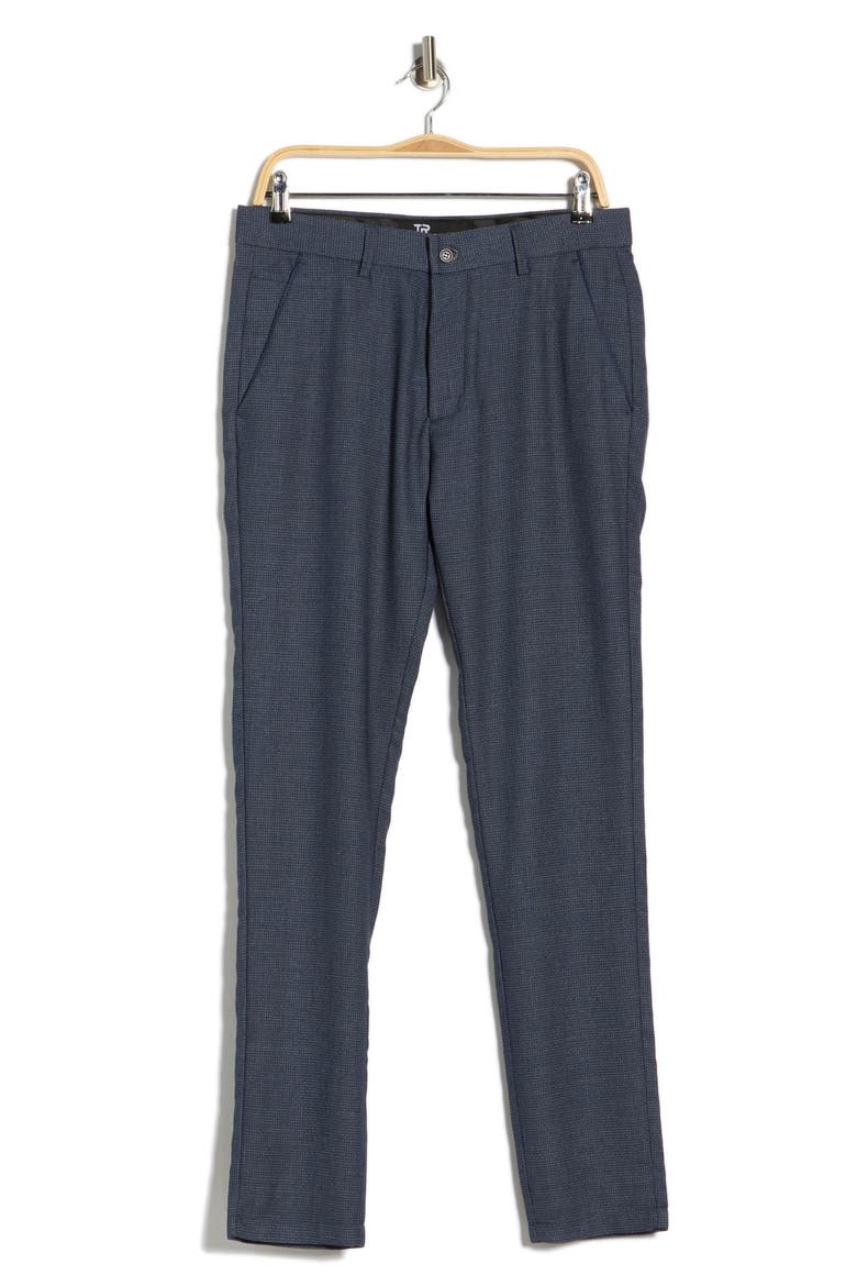 Plaid Straight Leg Trousers, Alternate, color, NAVY