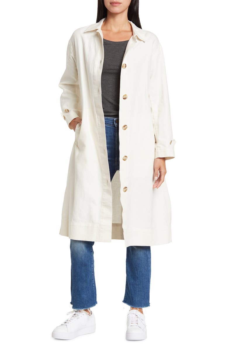 Madewell Cotton & Linen Trench Coat, Main, color,