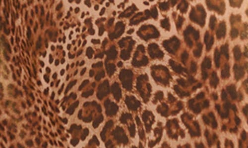 Adrianna Papell Foiled Leopard Print Chiffon A-line Dress In Gold