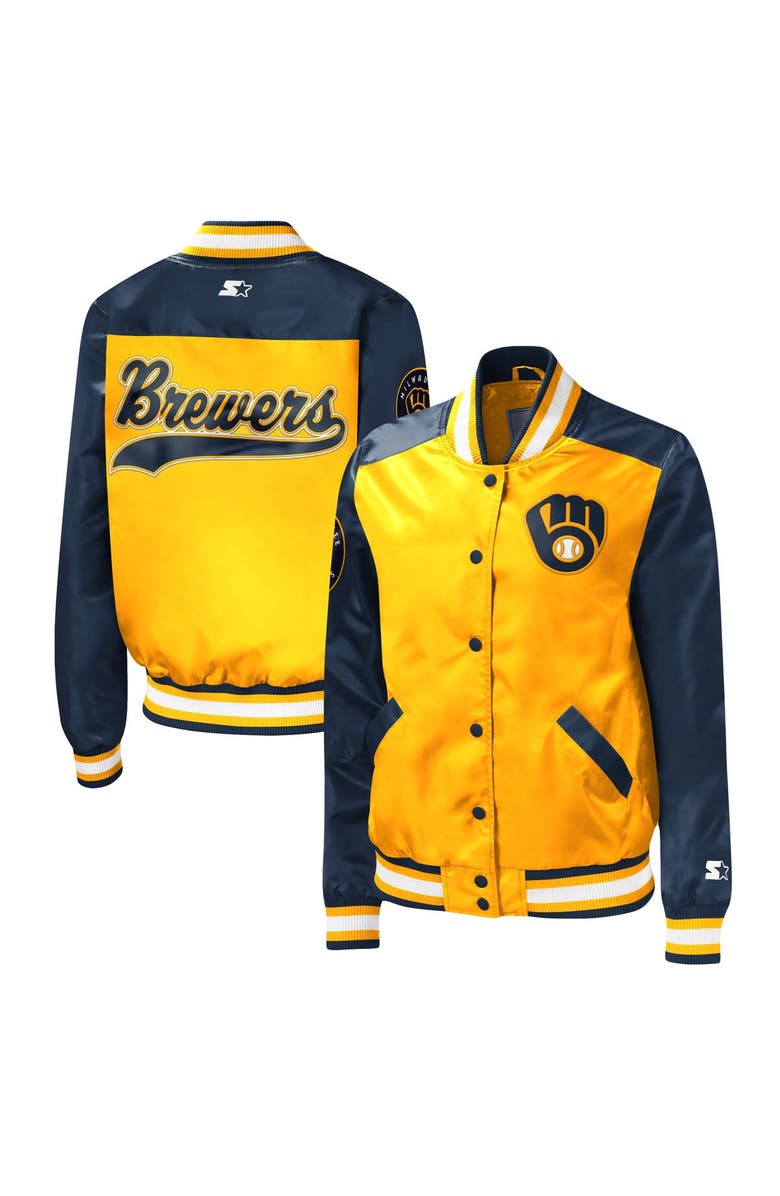STARTER Women's Starter Gold Milwaukee Brewers The Legend Full-Snap Jacket, Main, color, Gold