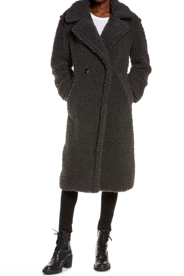 Gertrude Double Breasted Teddy Coat, Alternate, color, IKBL