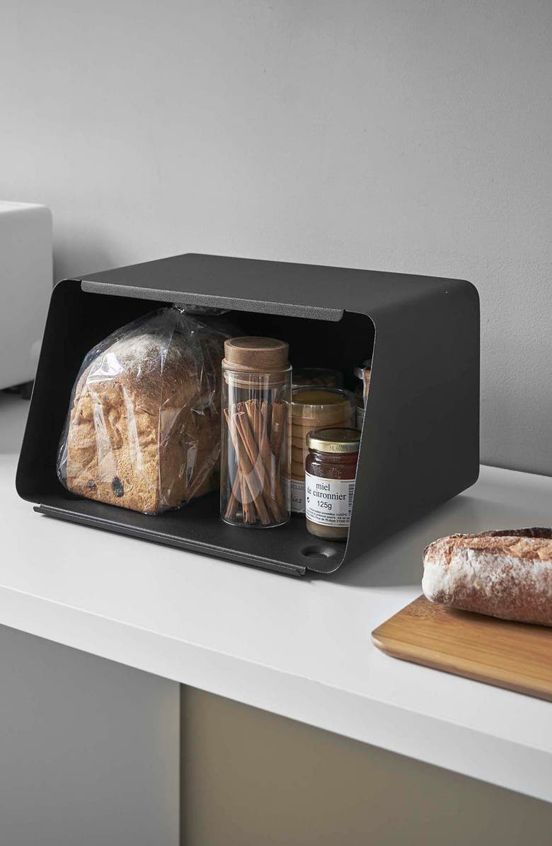 Yamazaki Sliding Door Bread Box, Alternate, color, Black