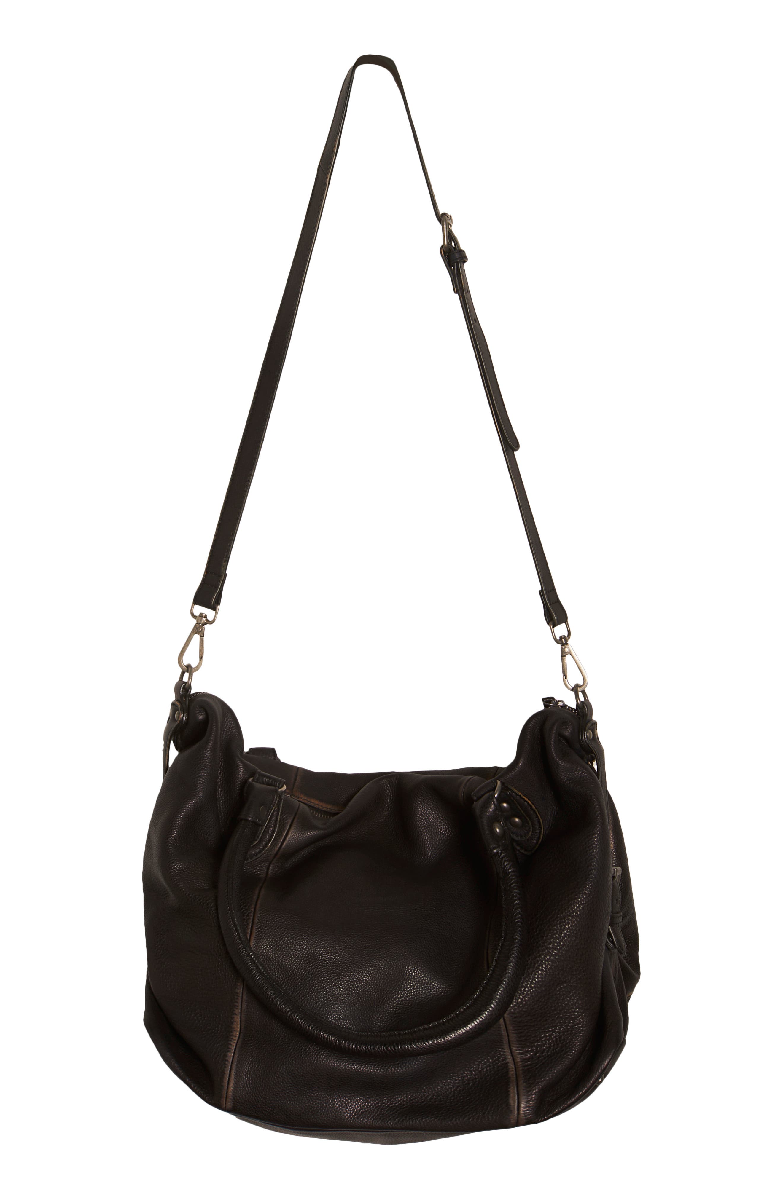 Free People We The Free Emerson Lambskin Leather Tote, Alternate, color, Coal