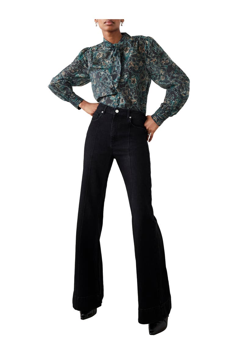 MINT VELVET Paisley Print Long Sleeve Tie-Neck Blouse, Alternate, color, Green