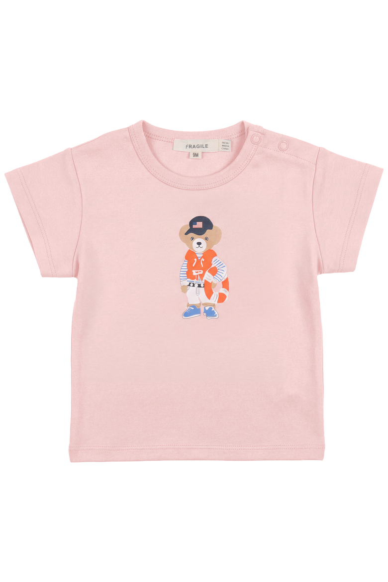 Bear Print Short Sleeve Top, Main, color, Pink