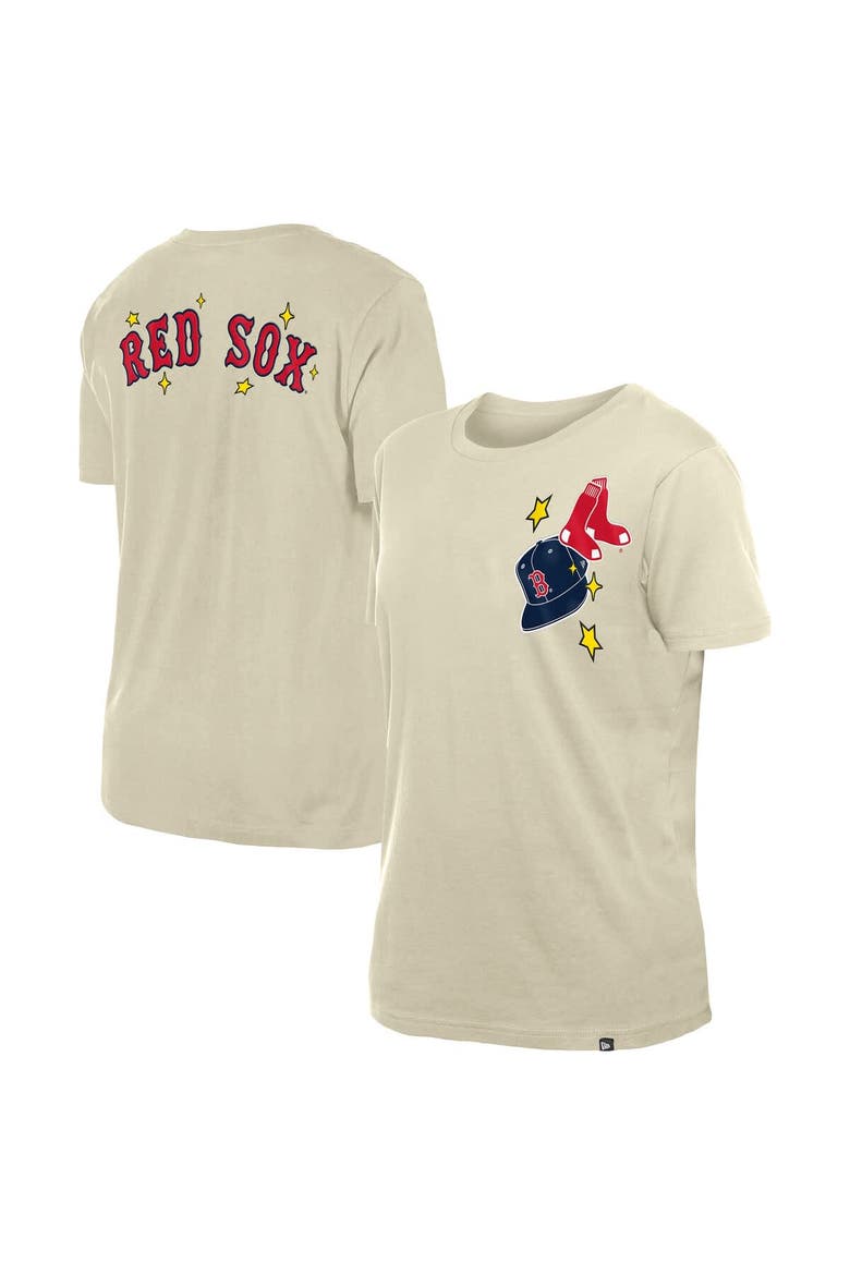 Women's New Era  Cream Boston Red Sox Stars & Cap T-Shirt, Main, color, Cream