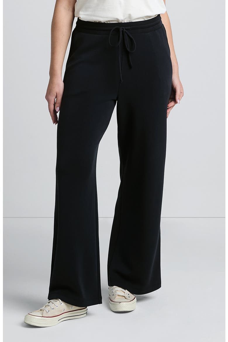 Cupro Knit Mid Rise Wide Leg Pants, Alternate, color, Black