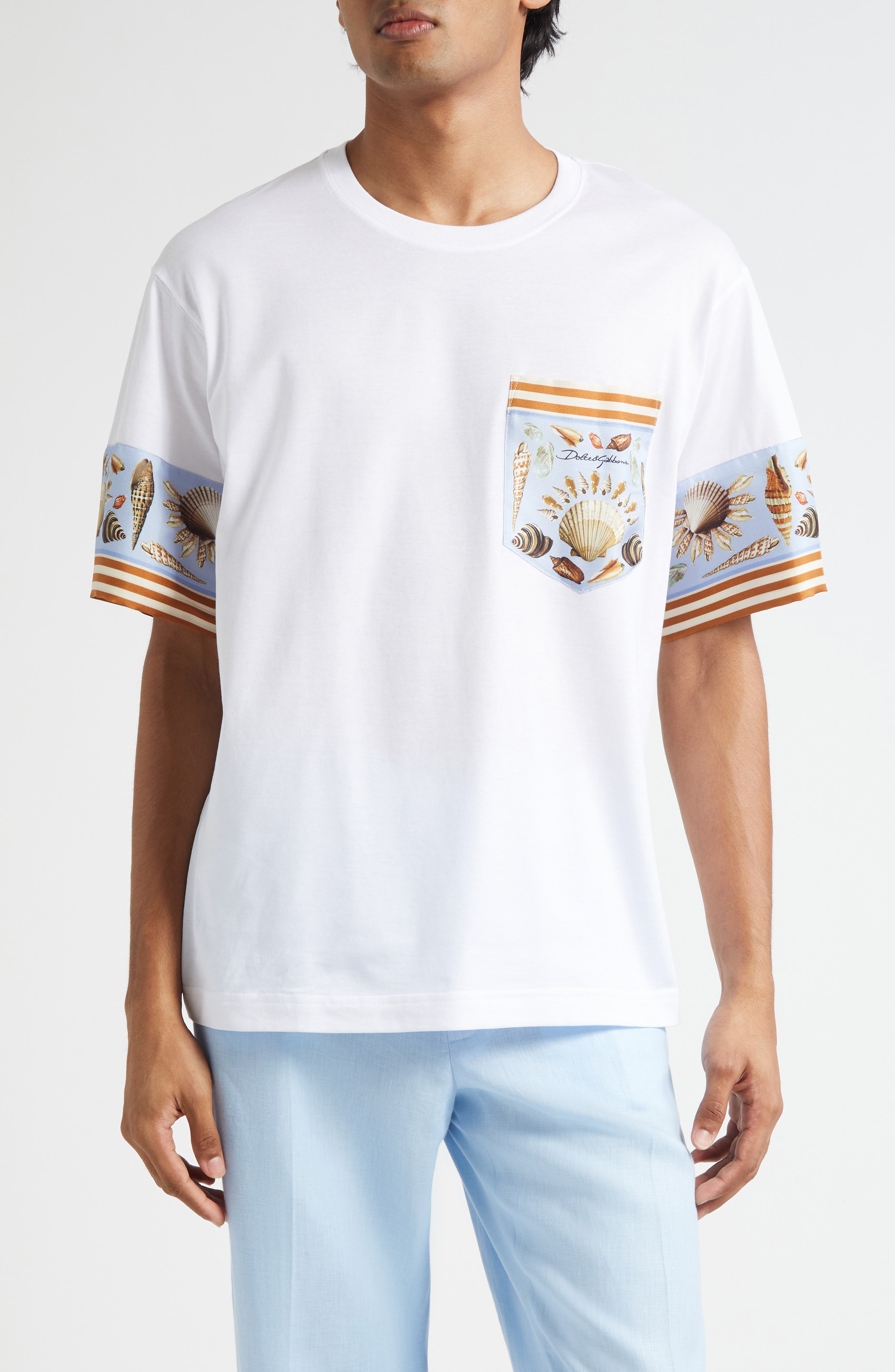 Shell Print Cotton & Silk T-Shirt