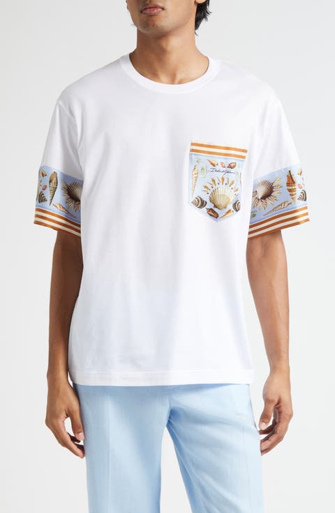 Shell Print Cotton & Silk T-Shirt