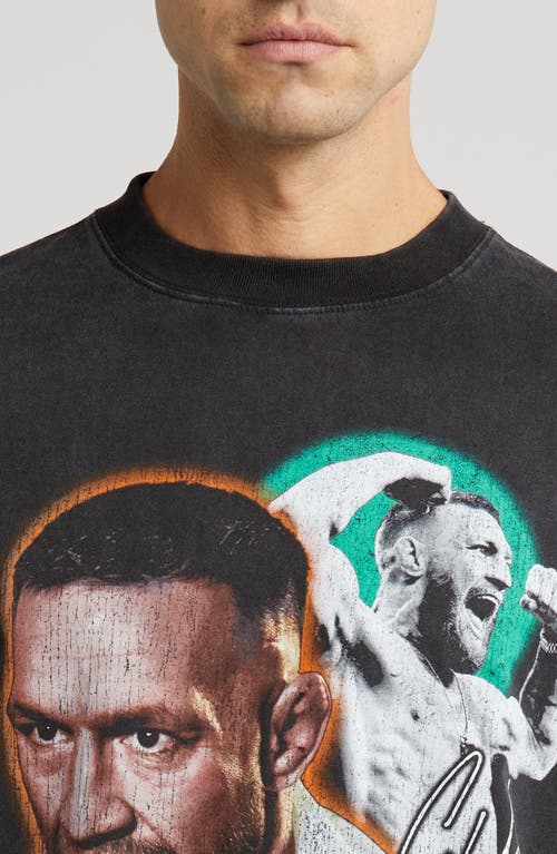 Id Supply Co Ufc Conor Mcgregor Two Division Champ Cotton Graphic T-shirt In Washed Black