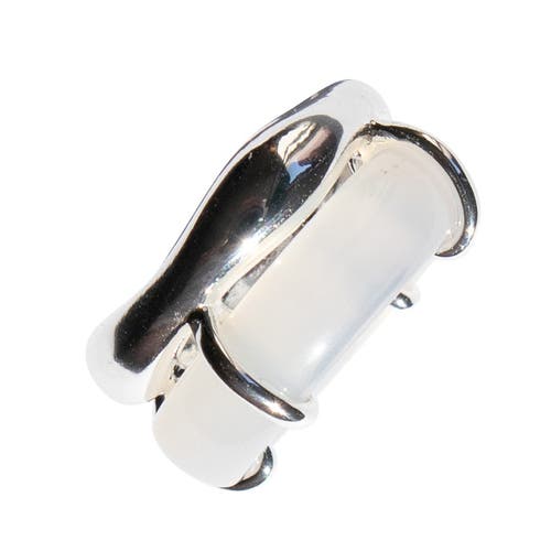 Seree Cove White Jade Stone Sculpted Ring In Metallic