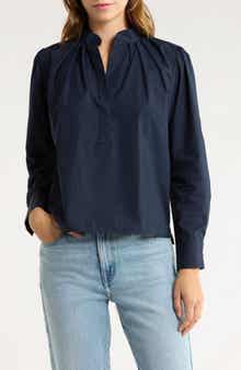 CISSA Split Neck Puff Sleeve Top