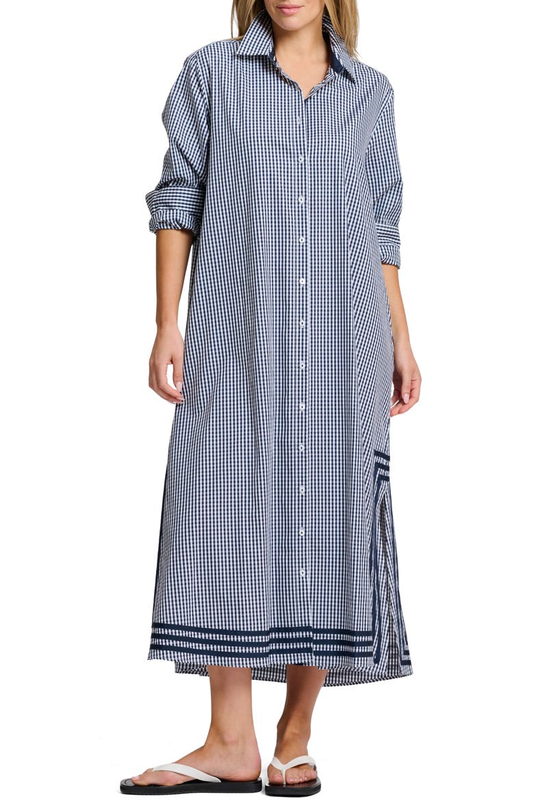 Pippa A-Line Gingham Shirtdress, Main, color, FRENCH NAVY