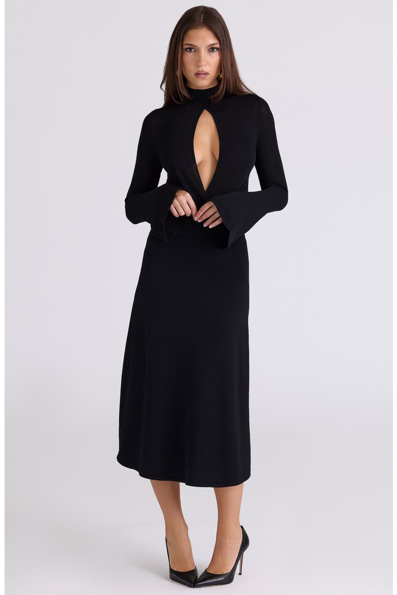 Asti A-Line Sweater Midi Skirt, Alternate, color, BLACK