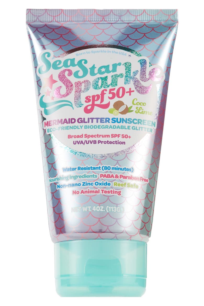 Sea Star Sparkle SPF 50+ Sunscreen, Main, color, AQUA