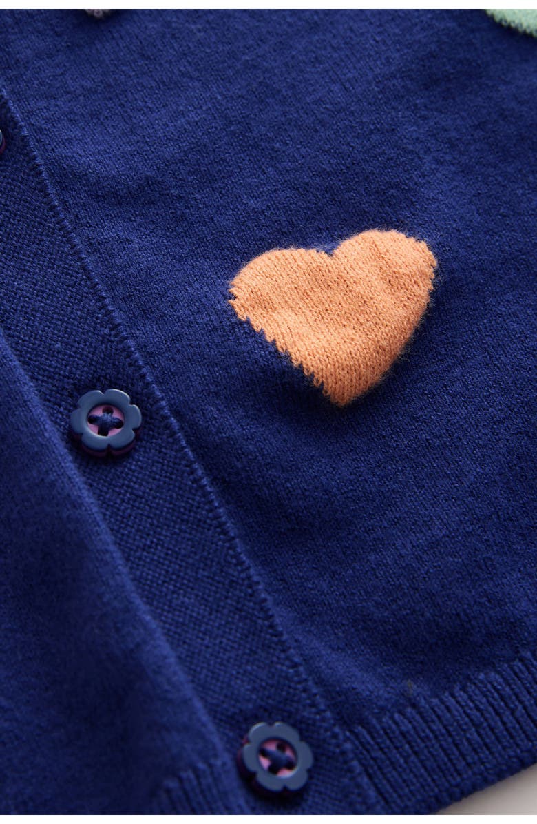 NEXT Kids' Rainbow Heart Cotton Blend Cardigan, Alternate, color, Blue