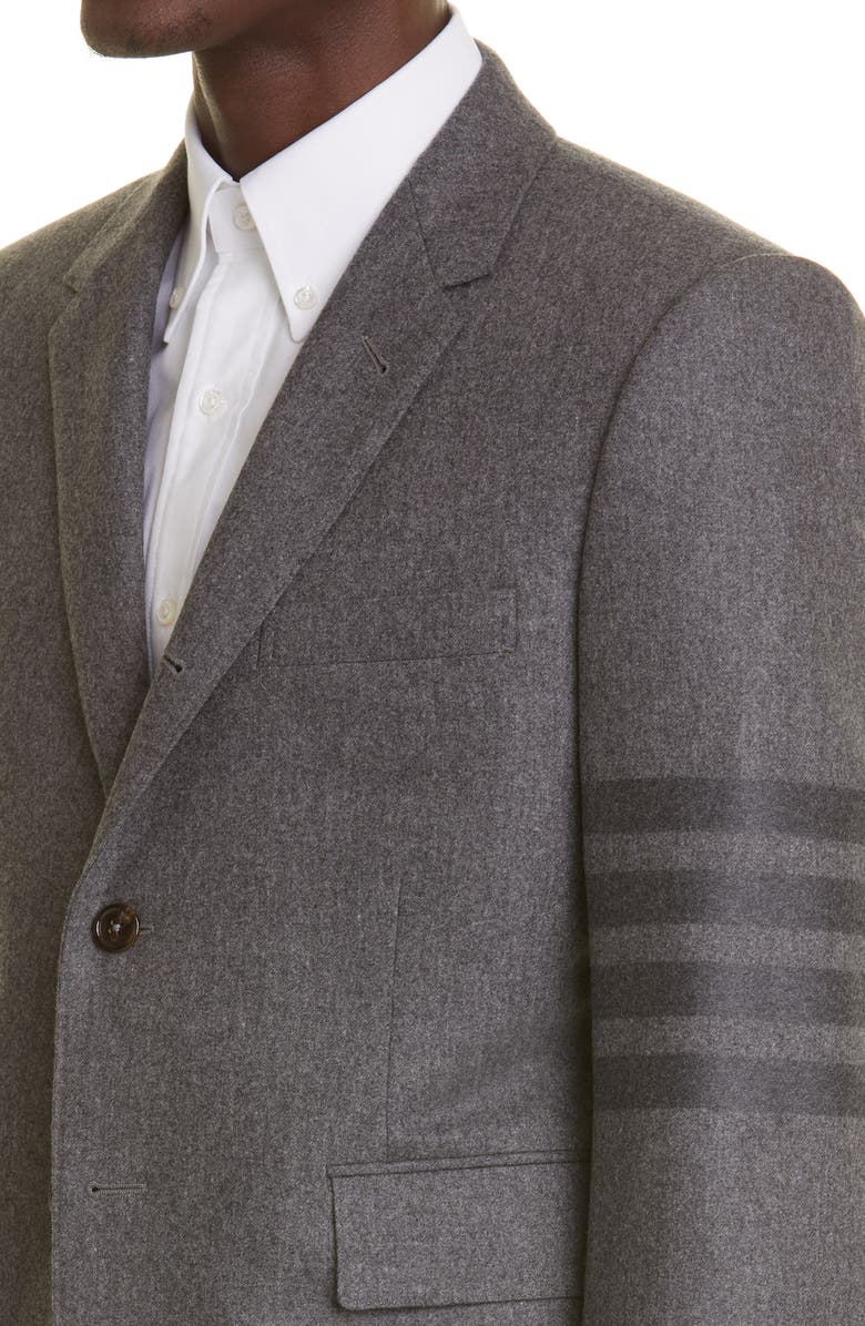 Thom Browne 4-Bar Wool & Cashmere Flannel Sport Coat, Alternate, color, Med Grey