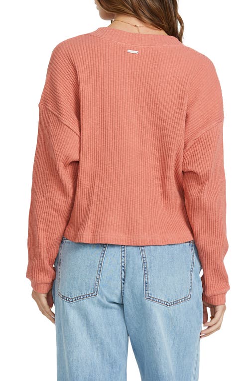 Shop Billabong Good Catch Knit Henley Top In Dark Coral