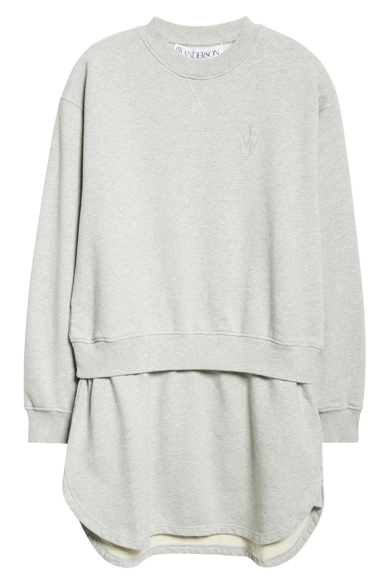 Layered Cotton Sweatshirt Dress, Alternate, color, LIGHT GREY MELANGE