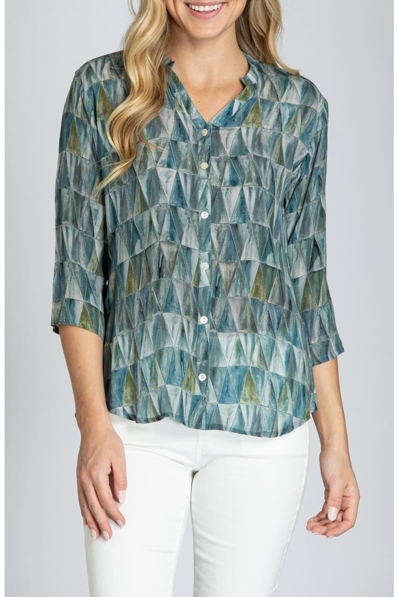 Geometric Print Shirt, Main, color, SEA GREEN MULTI