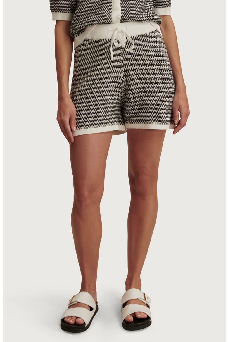 Villiers Cotton Knit Drawstring Shorts, Main, color, SNOW WHITE / BLACK