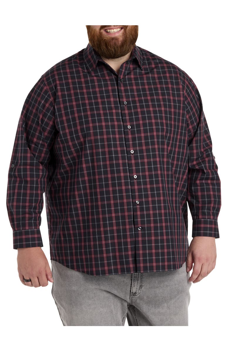 Synrgy by DXL Big & Tall Plaid Sport Shirt, Alternate, color, Black Red