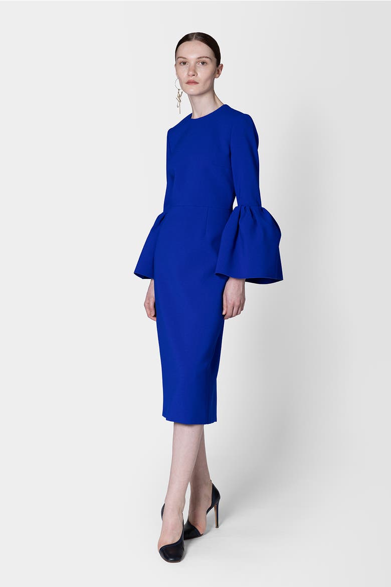Margot Round Neck Long Sleeve Midi Dress, Alternate, color, Iris