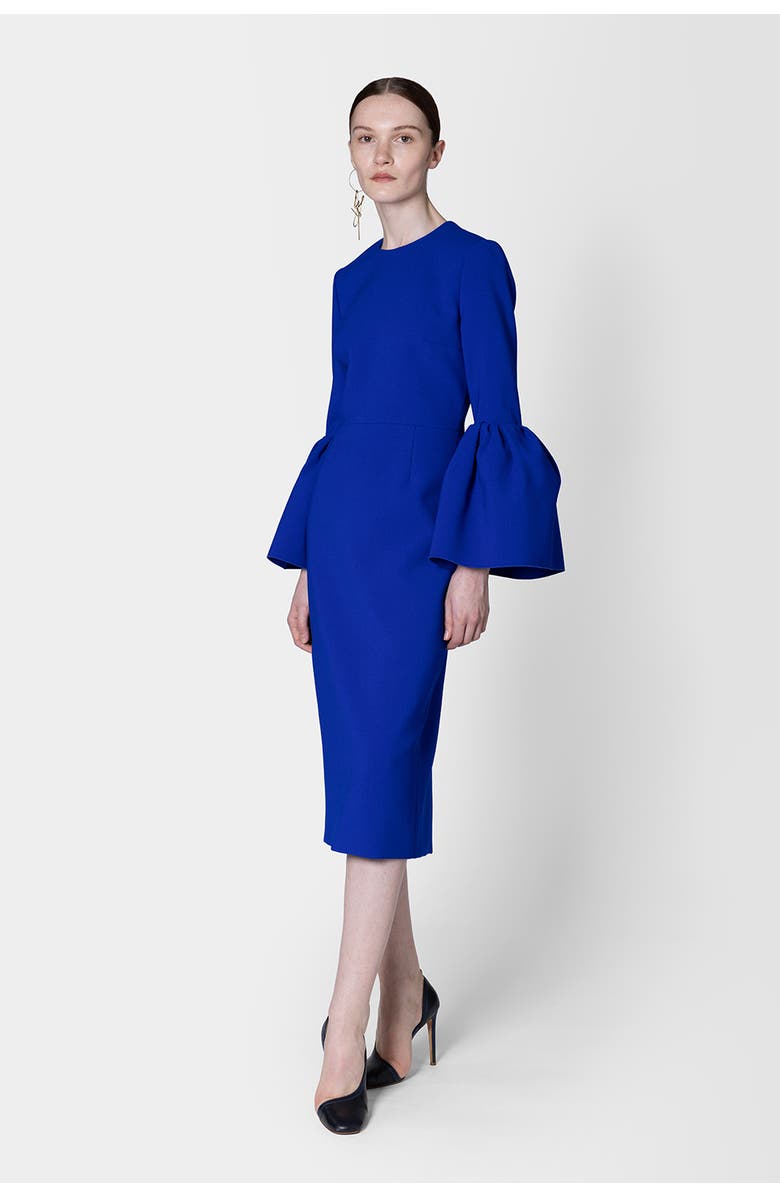 Roksanda Margot Round Neck Long Sleeve Midi Dress, Alternate, color, Iris