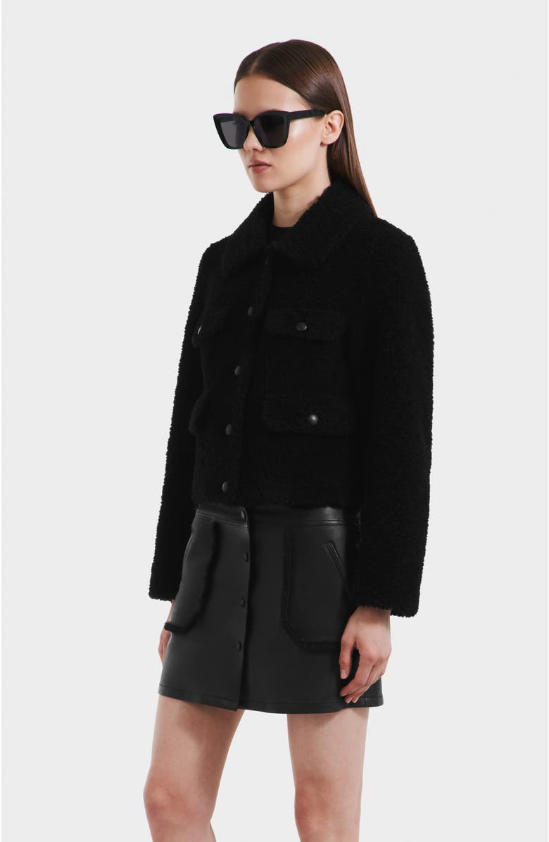 Rudsak Blair Short Wool Teddy Jacket, Alternate, color, Black